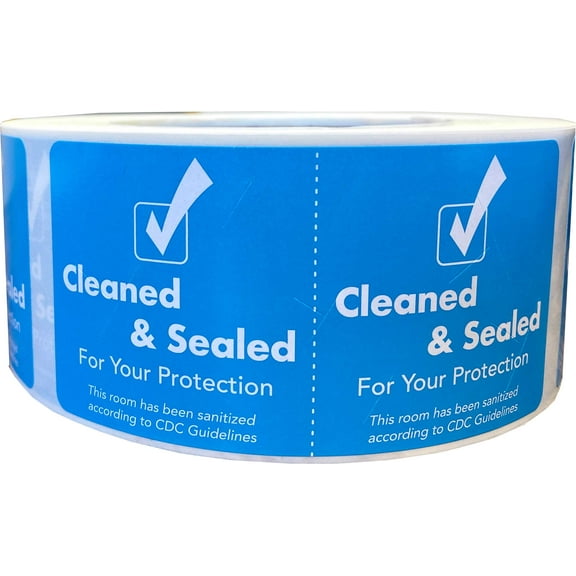 Cleaned and Sealed Tamper Seal Labels Blue 2 x 4 Inch 500 Total Stickers