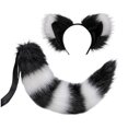 thumbnail image 1 of Fox Tail and Ears, Cat Wolf Raccoon Ears Tail Set, Animal Furry Tail, Ears Headbands, Halloween Christmas Costume MFZFUKR CPB-SSW2119-2, 1 of 5