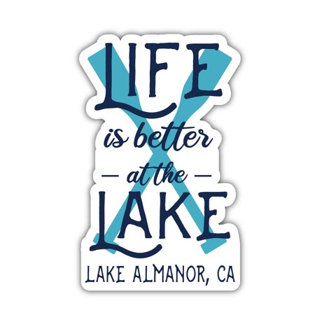 Lake Almanor California Souvenir 4 Inch Vinyl Decal Sticker Paddle Design 4-Pack