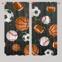basketball Printed Blackout Curtains Set Soccer football baseball hexagon geometry Light Block Energy Efficient Panels/Window Drapes for Home Decor W42 x L45 Inch