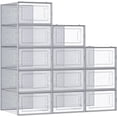 thumbnail image 1 of SONGMICS HOME Cajas de Zapatos Plástico, Juego de 12 Organizadores de Almacenamiento, Caja Zapatero Plástico Plegable y Apilable para Zapatillas hasta talla 44, Transparente y Gris, 1 of 1