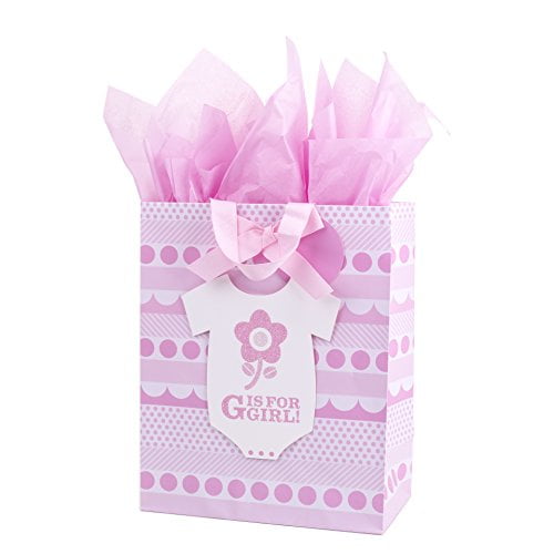 Hallmark 13" Large Baby Girl Gift Bag with Tissue Paper for Baby