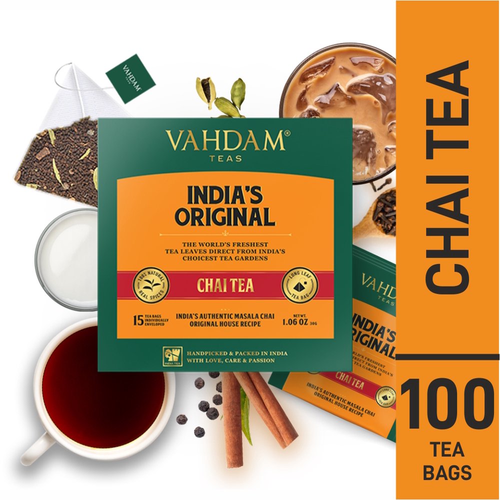 VAHDAM, Original Masala Chai Tea Bags, Masala Tea Bags, 100 count