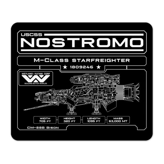 USCSS Nostromo Schematic Blueprint 1/8" Thick Mousepad