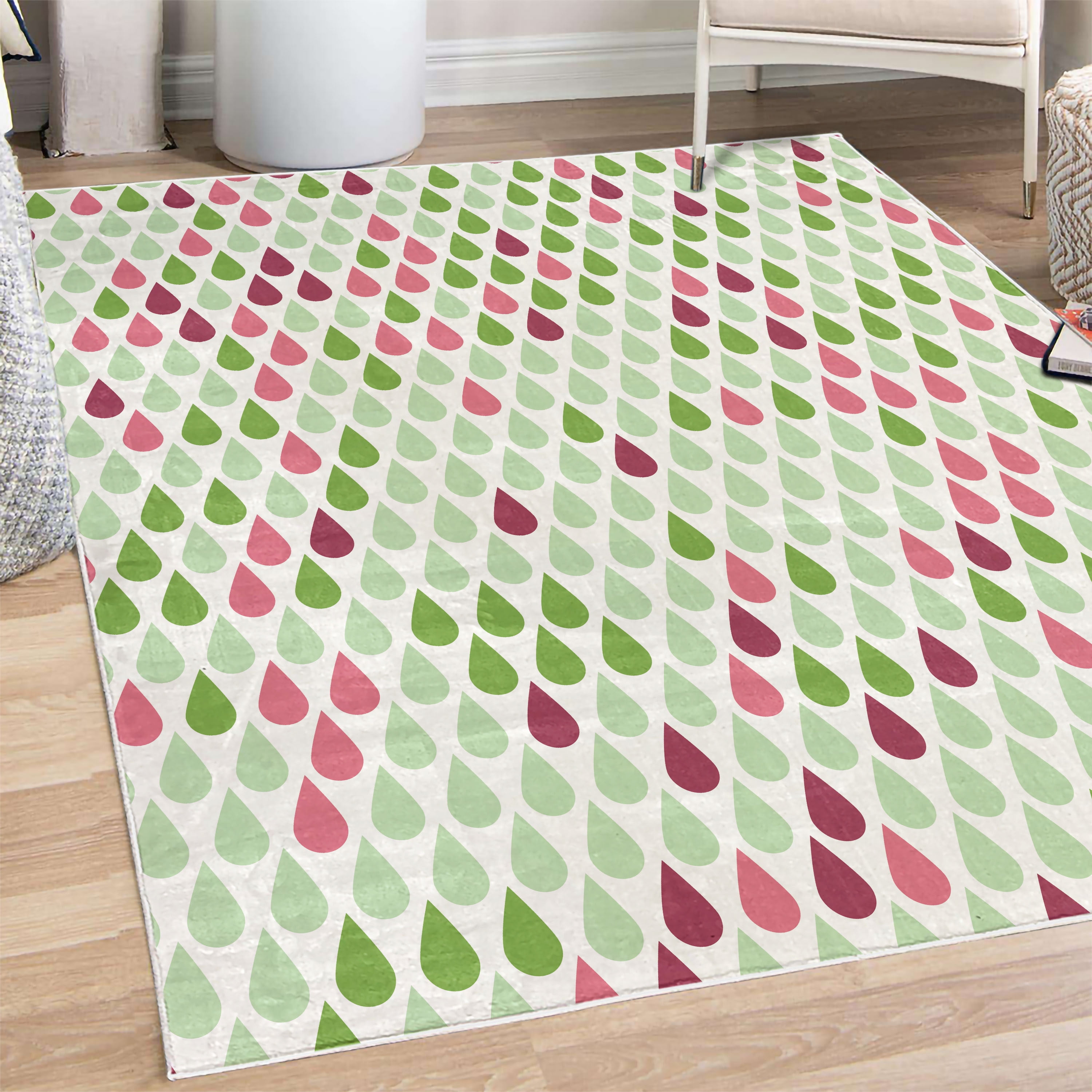 Nature Decorative Rug, Repeated Minimalist Rain Drops Splashes Tears of ...