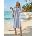 thumbnail image 5 of Zeagoo Dresses for Women Summer Casual Midi Short Sleeve Button Down Shirt Linen Dress Beach Cover Up with Pocket, 5 of 6