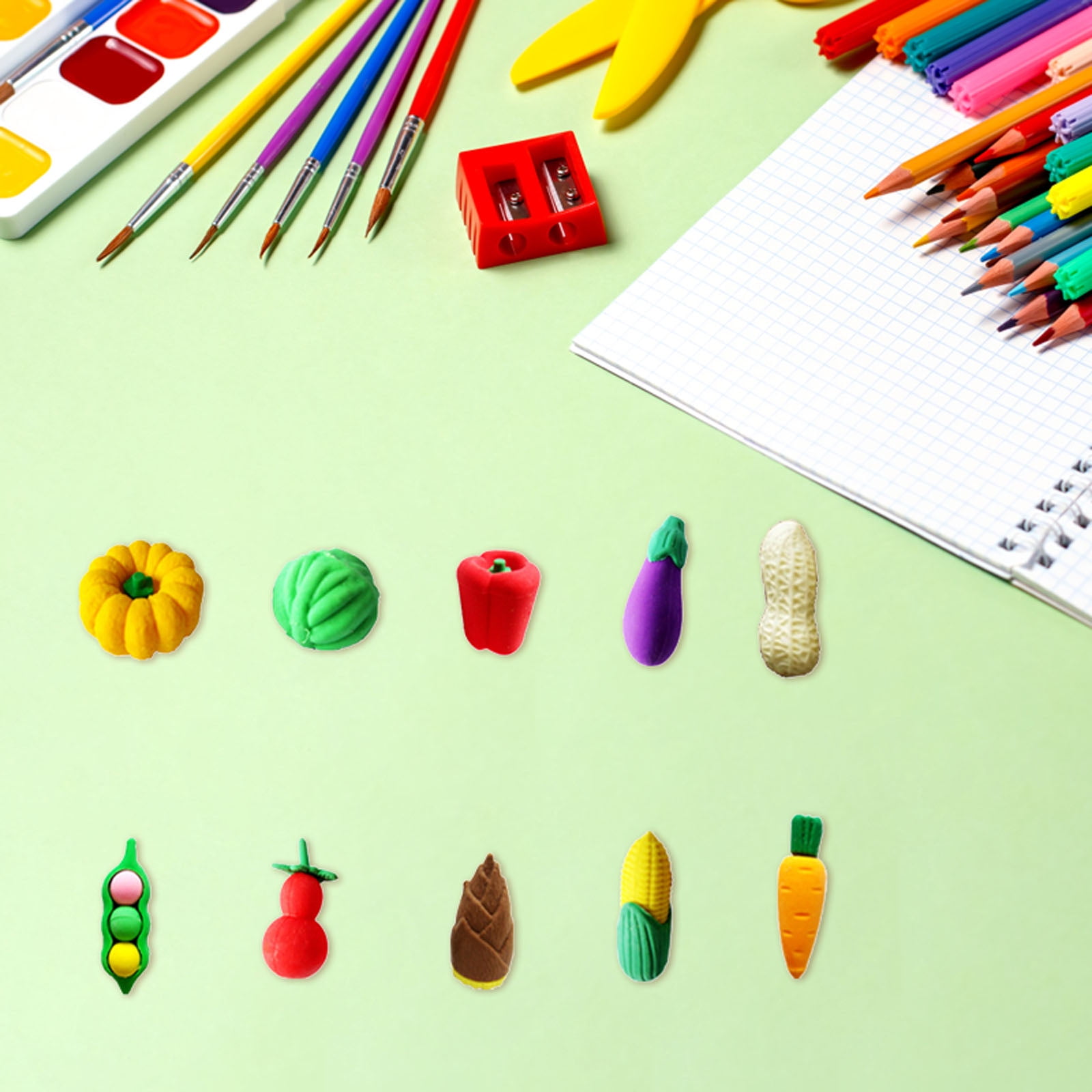 Feiboyy A Group Of 10 Cake Eraser Vegetable Fruit Modeling Eraser 3d