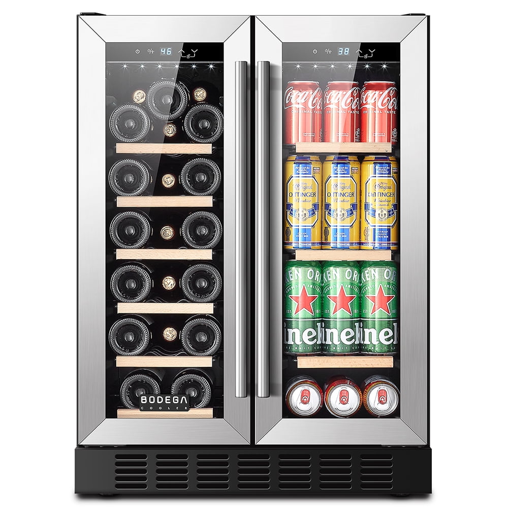 AAOBOSI 24 Inch Beverage and Wine Cooler Dual Zone 2-IN-1 Hold 18 Bottles  and 57 Cans YC120-2D
