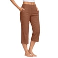 thumbnail image 2 of MLQIDK Crop Capri Pants for Women Crop Capri Pants Knee Length High Waisted Trendy Summer Knee Length Capris Dressy Casual Crop Capris with Pockets Brown XL, 2 of 5