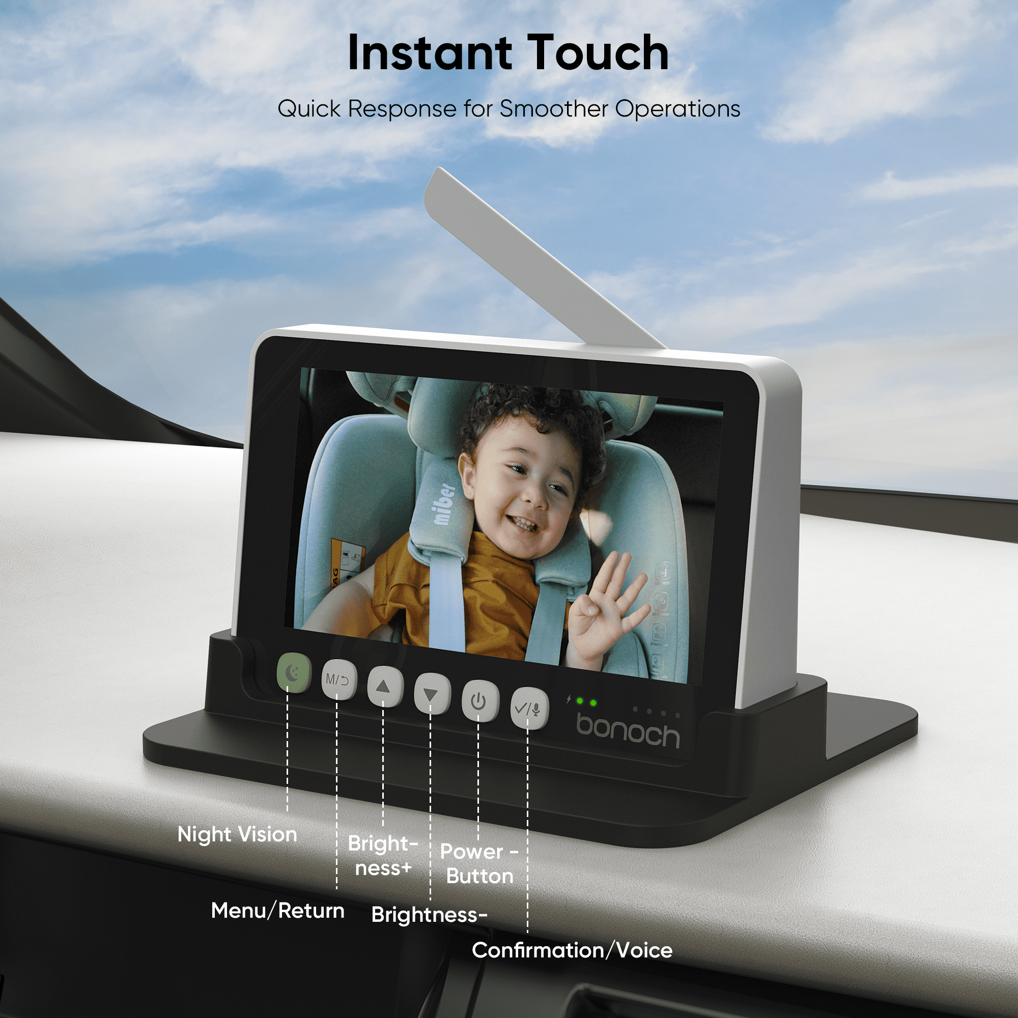 bonoch 2-in-1 Car Home Dual-Use Baby Monitor, 5" 1080P Wireless Car Cameras