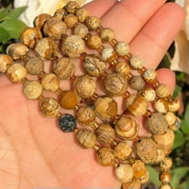 HOOUN 6/8/10MM Natural Faceted Aquamarines Agates Round Loose Beads for Jewelry Making-Picture Jasper-8mm 33-35pcs