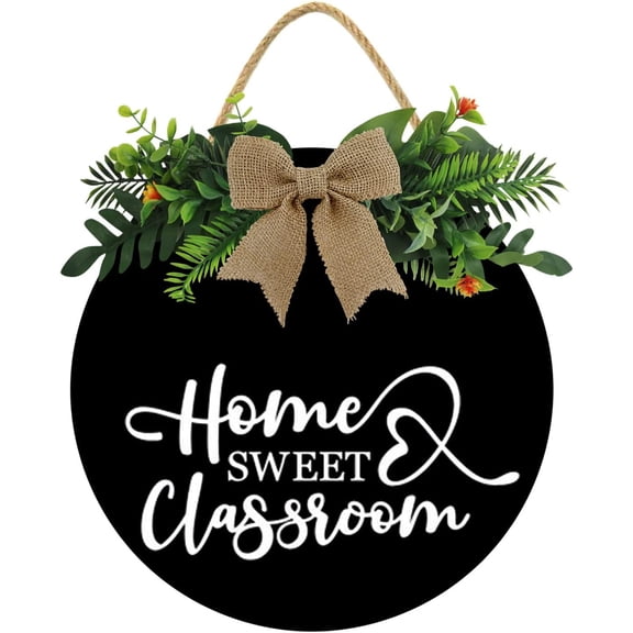 Eveokoki 12" Home Sweet Classroom Sign for Front Door Sign Porch Decor Farmhouse Wreath Porch Decor Home Sweet Classroom Door Sign Wreath Front Door Decorations