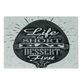 thumbnail image 1 of Dessert Cutting Board, Creative Spoon Design with Life is Short Eat Dessert First Words, Decorative Tempered Glass Cutting and Serving Board, Small Size, Black and White, by Ambesonne, 1 of 1