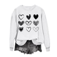 thumbnail image 1 of Penkiiy Chandail en Molleton Imprimé Cœur pour Femmes Manches Longues Col Rond Décontracté Ample Vintage Amour Graphique Chandail TP Blanc, 1 of 4
