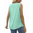 thumbnail image 4 of Summer Tank Tops for Women Loose Fit Pleated Tunics Scoop Neck Sleeveless Lace Tops Curved Hem Flowy Lake Green S, 4 of 7