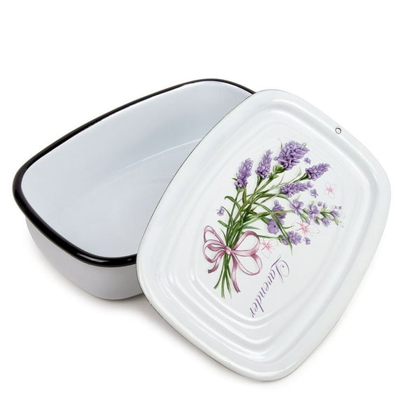 STP Goods  1.1-qt Lavender Bouquet Enamel on Steel Storage Container
