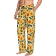 thumbnail image 2 of Daiia Green Leaf Sunflower Men's Sleep Pant with Pockets and Drawstring,Pajama Pants-X-Large, 2 of 9