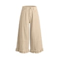 thumbnail image 4 of FNFYFH Cropped Jeans for Women Ruffle Hem Jean Pants Denim Wide Leg Capri Pants with Pockets, 4 of 7