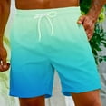 Besolor Mens Casual Beach Shorts Gradient Elastic Waist Drawstring