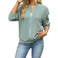 thumbnail image 5 of Wevis Women's Zip Up Fall Jacket, Long Sleeve Ribbed Knit Autumn Cardigan, Casual Loose Lightweight Sweater Coat, 5 of 7