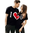 thumbnail image 2 of Chandails Mignons pour Couples Assortis Saint-Valentin Classique Imprimé Cœur Décontracté Col Rond Manches Courtes Tunique T-Shirt Décontracté Confortable Doux Mari Femme Chemisiers Chandail Ensembles Noir TG, 2 of 7