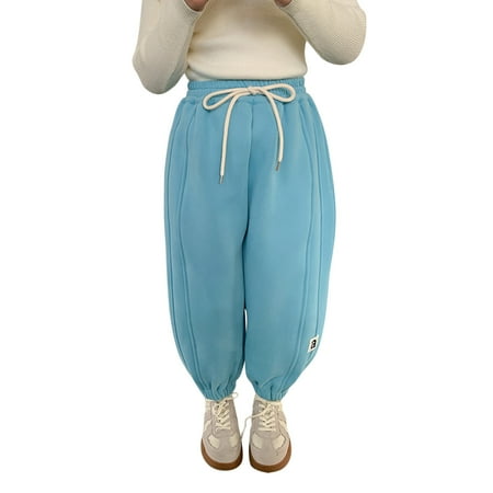 

Zlekejiko Toddler Kids Baby Girls Boys Cotton Thick Lined Warm Leggings Stretchy Basic Harem Pants Sweatpants For Winter Trousers