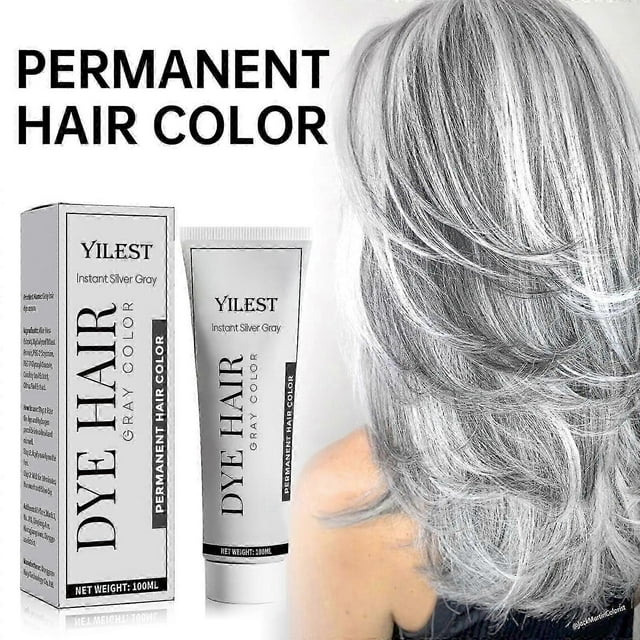 Silver Gray Natural Hair Dye Cream, Unisex Silver Hair Dye, Fashion Long-lasting, Non-stripping And Easy To Apply Color For All Hair Types