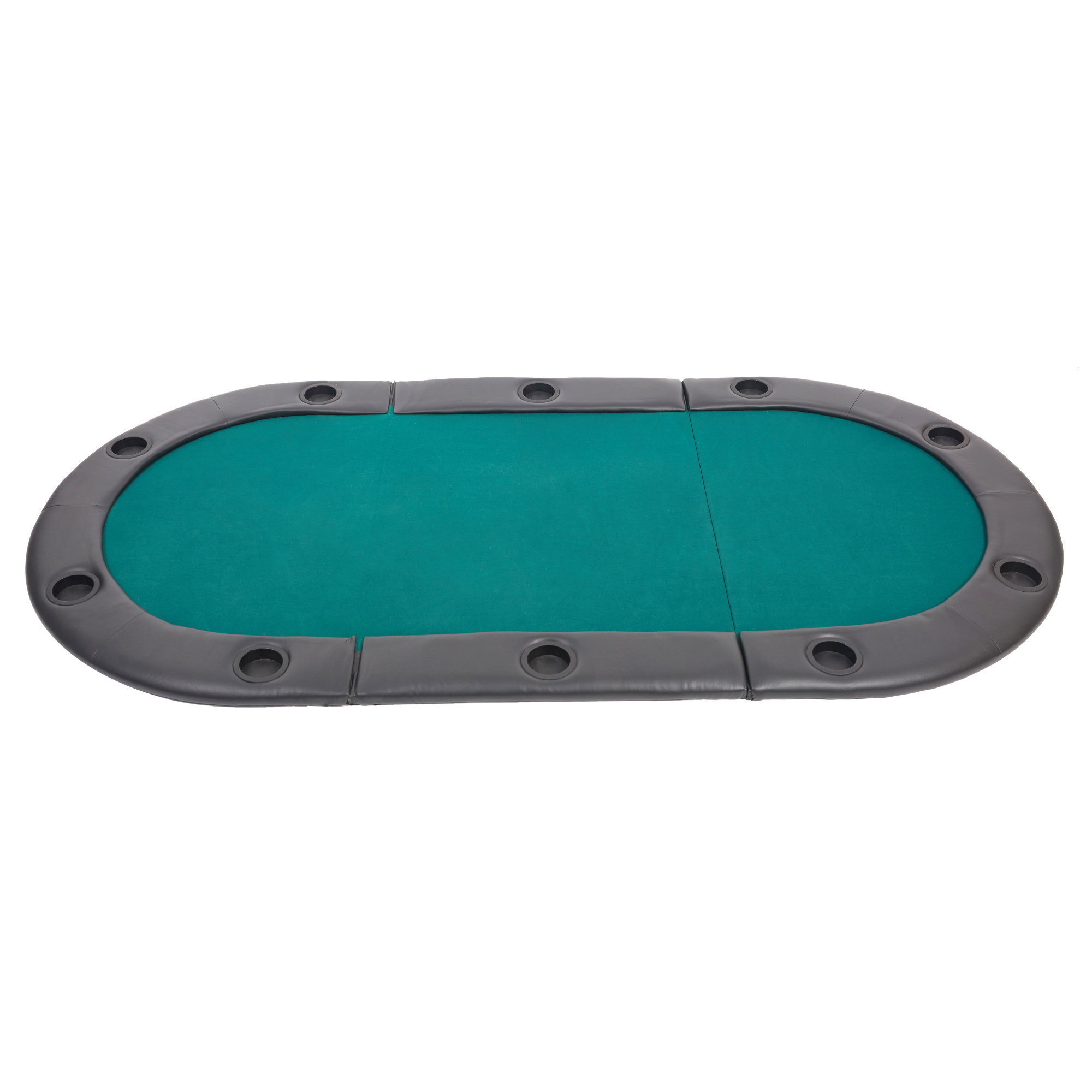 KARMAS PRODUCT 82 inch 3 Folding Poker Table Top 10 Players Casino Blackjack Game Oval Padded Poker Table Layout with Cup Holders, Green - image 1 of 1