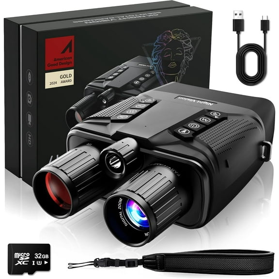 Night Vision Goggles - Eagle 4K Night Vision Binoculars for Adults, Dual Modes Binoculars with 5000mAh Battery, 32GB SD Card Included for Adventure and Surveillance, Black