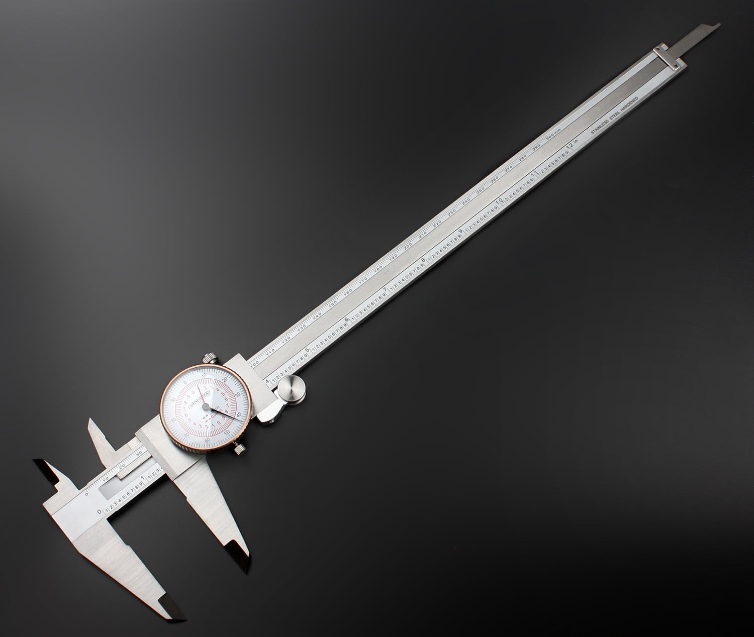 Accusize 12'' by 0.001''/300mm by 0.02mm Dual Needle Precision Dial Caliper,Imperial/Metric, P920-S232