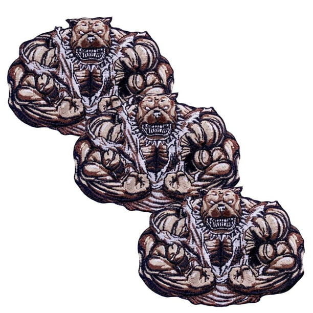 Parche Termoadhesivo de Decoración Dog01 3 Parches Perro 9x7cm Café/Blanco Bordado Adhesivo para Planchar. PatchPros Parches MXODG-003