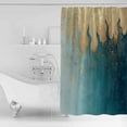 thumbnail image 4 of Extra Long Shower Curtain 72x96 Inch, Blue Gold Shower Curtain Waterproof Bathroom Decor Abstract Simple Minimalist Art Fabric Bath Curtain Set Accessories with Hooks, 4 of 6