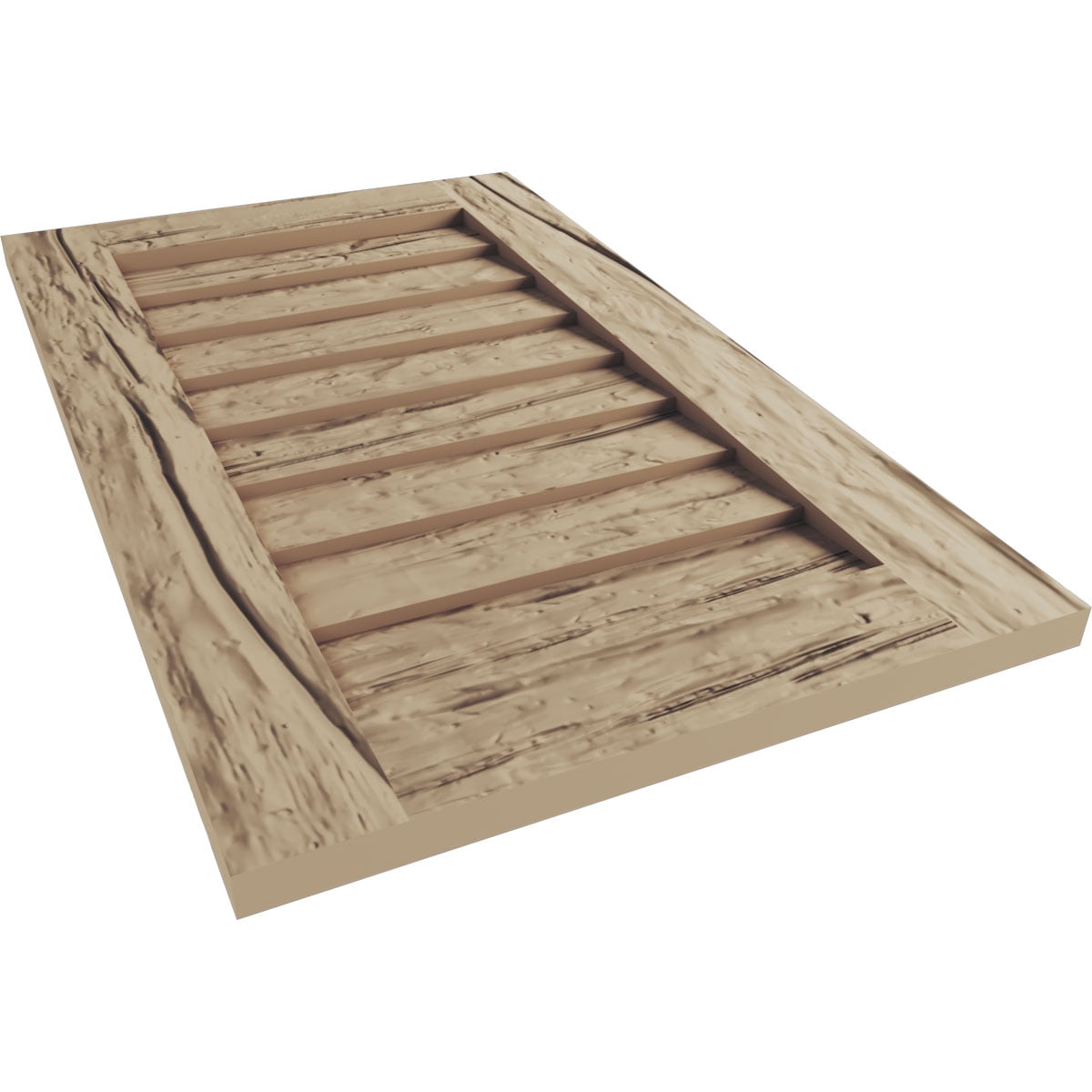 Ekena Millwork 36"W x 18"H Timberthane Riverwood Vertical Faux Wood Non-Functional Gable Vent, Primed Tan