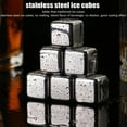 thumbnail image 4 of Whiskey Stones,Reusable Ice Cubes,4Pcs Stainless Steel Ice Cubes Reuseable Polishing Beverage Chilling Stones for Kitchen Restaurant Office Red Wine Bar Beer(4 capsules with ice clip), 4 of 5