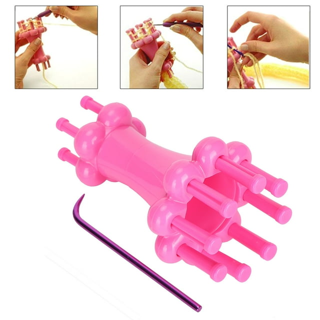 Noref Knit Spool Loom Set,Knit Spool Loom Set 2‑End Yarn Wool Knitting Device Winding Rope Winder Hook Tool,Knit Spool Loom