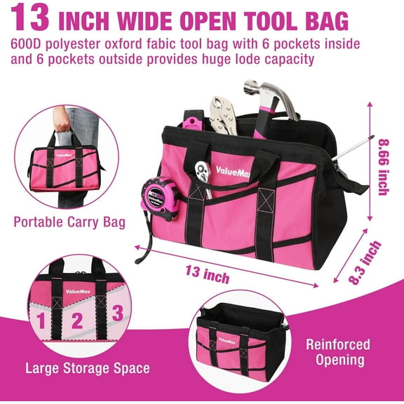 Pink Tool Kit, 218-Pieces Home Repairing Tool Set