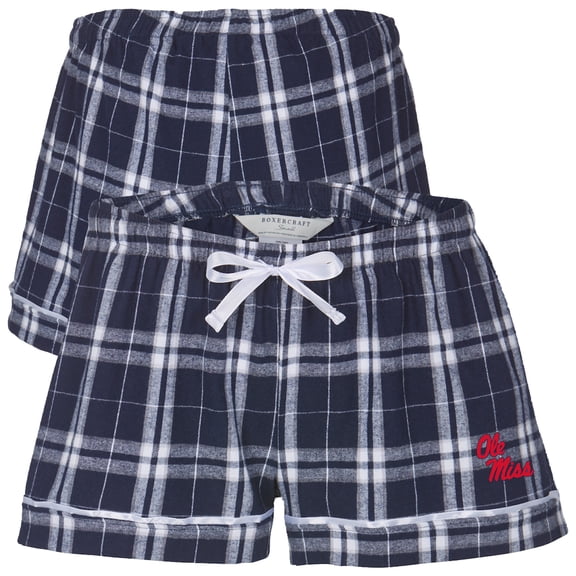 Women's Boxercraft Navy Ole Miss Rebels Flannel Shorts