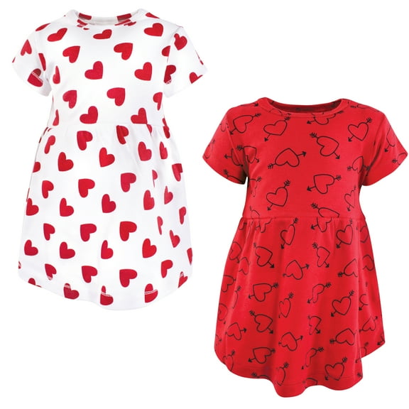 Luvable Friends Hudson Baby Dresses 2pk, Sweetheart Pattern, 0-3M