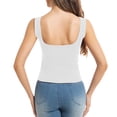 thumbnail image 5 of ChoXxx Women's Built In Bra Tank for Workout Dressy Slim Fit Ribbed Padded Camisole White M, 5 of 5