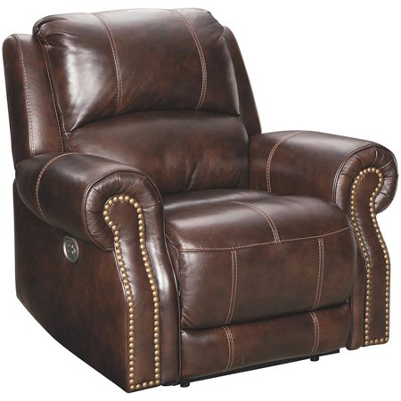 Ashley Furniture Buncrana Leather Power Recliner in Chocolate