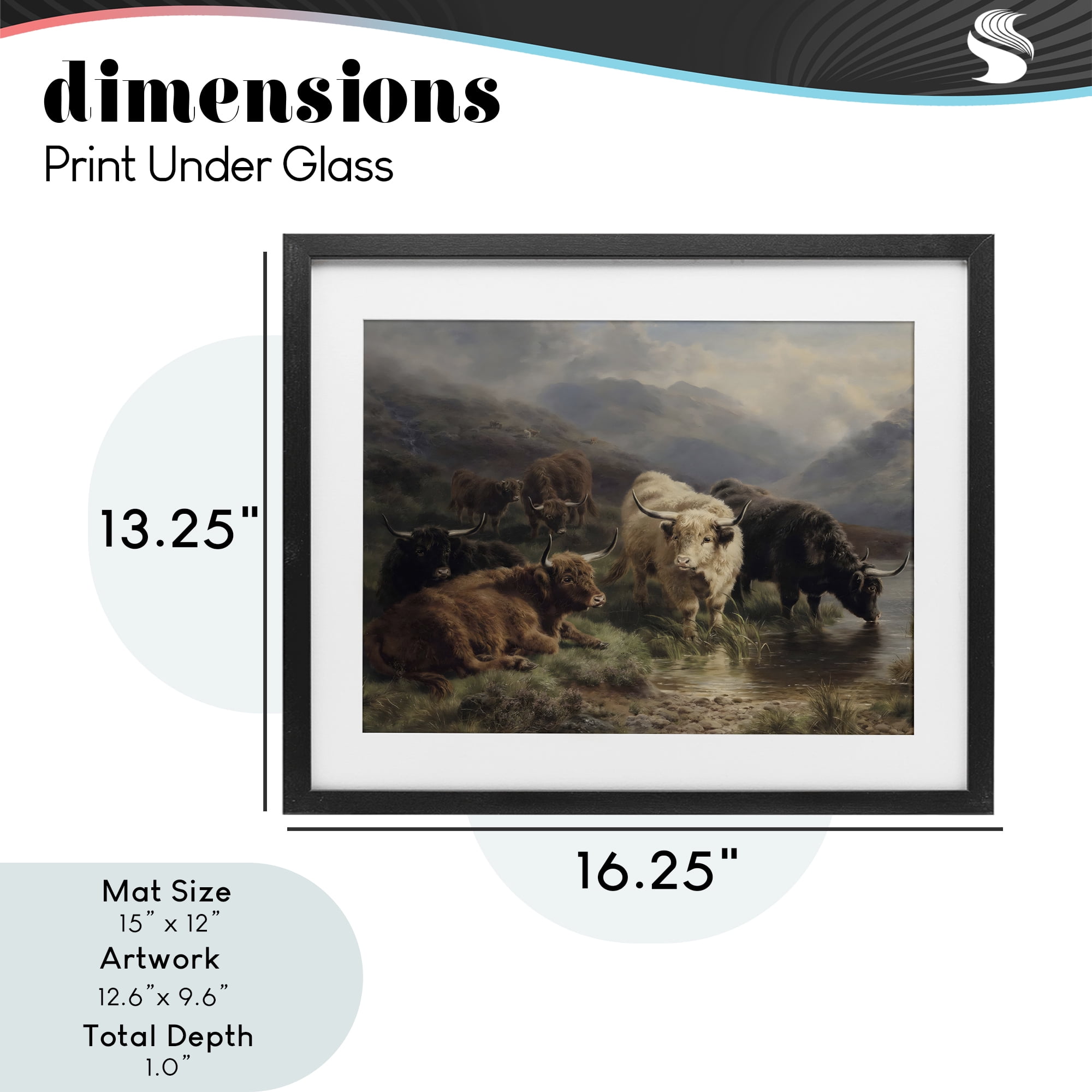 Stupell Industries Highland Cows Beside Misty Loch Black Framed Print Under Glass, design by Arlington Prints