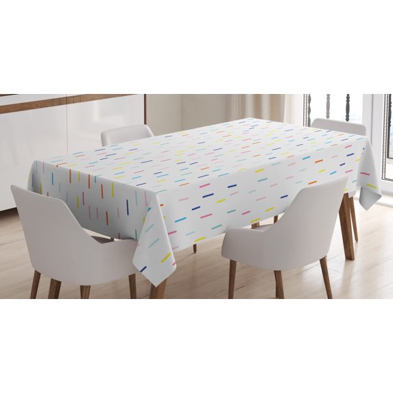 Ambesonne Geometric Tablecloth Rectangular Table Cover, Drizzling Funky Rain, 52"x70", Multicolor