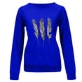 thumbnail image 4 of ZKCCNUK Women's 2025 Autumn Winter Casual Crewneck Feather Sweatshirt Long Sleeve Loose Pullover Tops, 4 of 4
