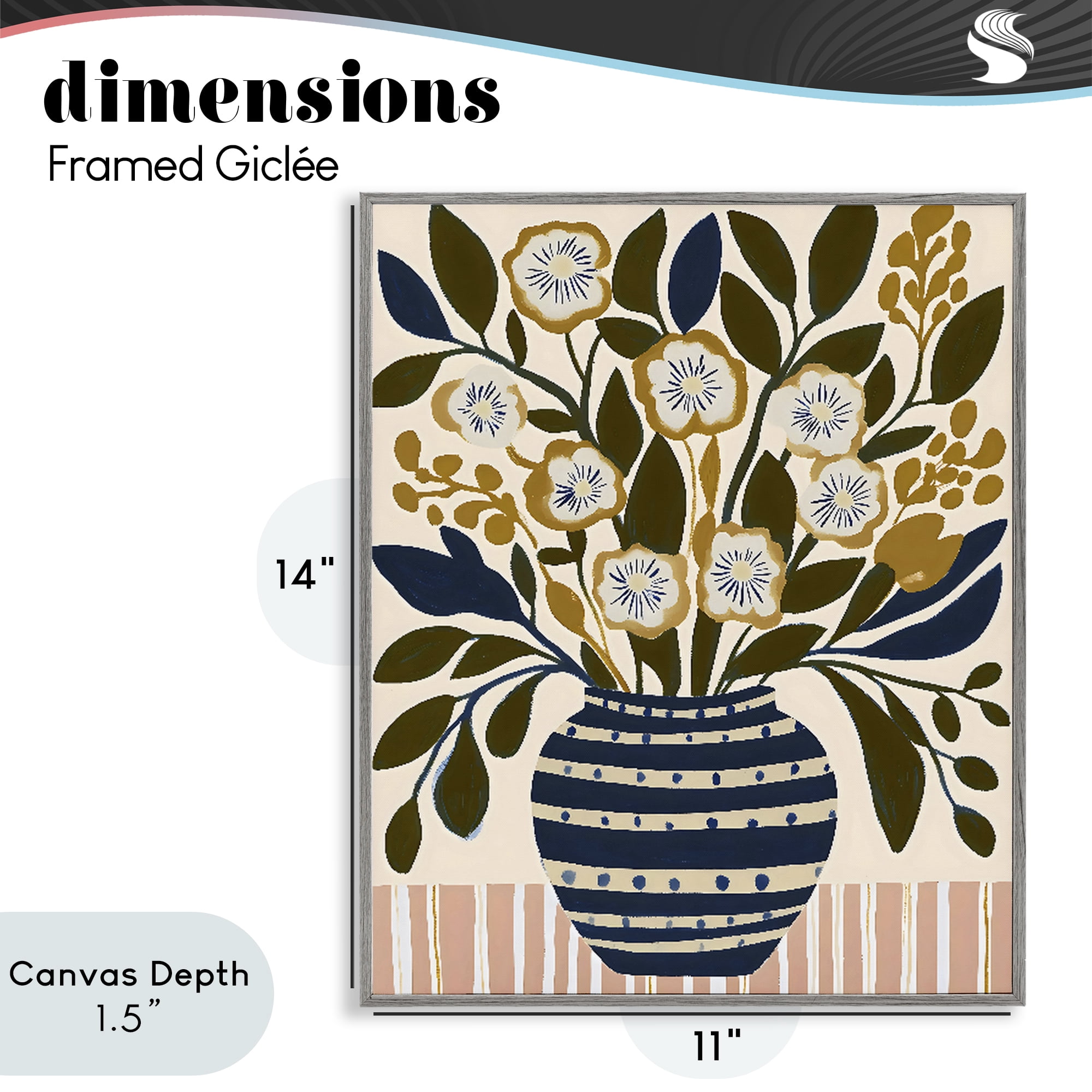 Stupell Industries Wild Bloom Boho Arrangement Gray Framed Giclee Art, design by Creative Studio