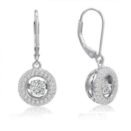 Sterling Silver Gems in Motion Lever Back Earrings made with Swarovski Zirconia