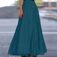 thumbnail image 2 of Jupes Midi pour Femmes Mode Décontractée Taille Haute Robe Longue Vintage Unie Vêtements Femmes Marine L, 2 of 5