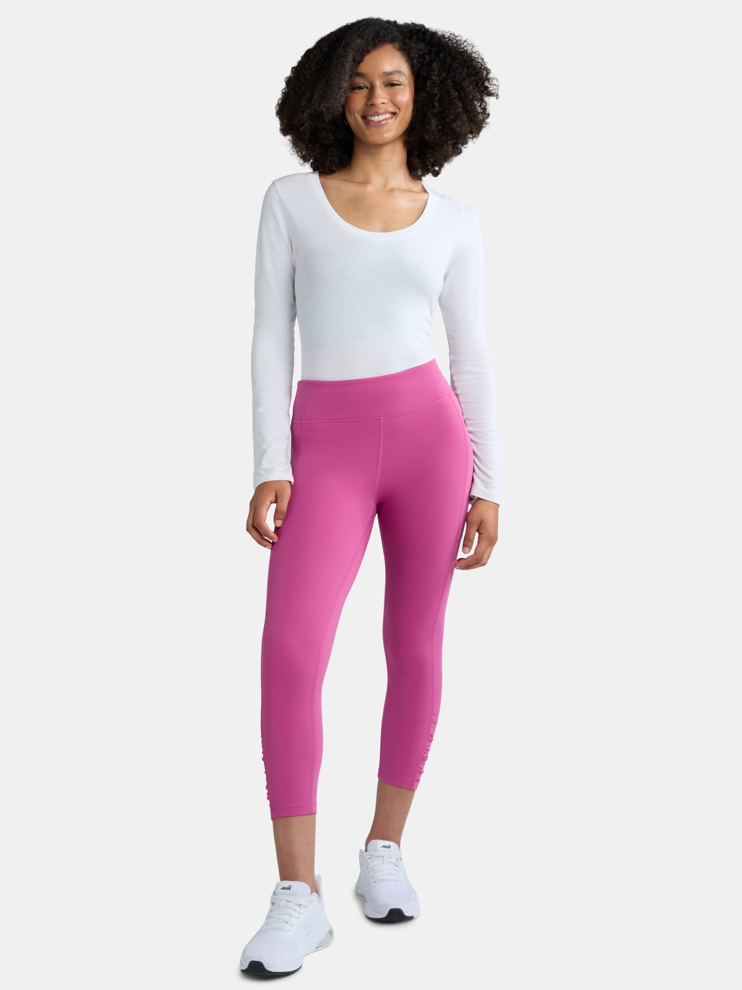 Avia Women's SoftSculpt Ruched High Rise Capri Leggings, 21