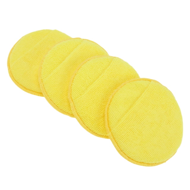 4 Pcs 12.5cm Almohadilla de pulido y abrillantado universal de microfibra, almohadilla de cera de lana para pulidora de automóviles, accesorio de taladro amarillo