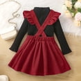 thumbnail image 6 of Sngxgn Girl's Skirt Sets Casual Fall Outfits Corduroy Skirt and Long Sleeve Rib Knit Shirt Tops Trendy 2 Piece Clothes(Red,110), 6 of 6