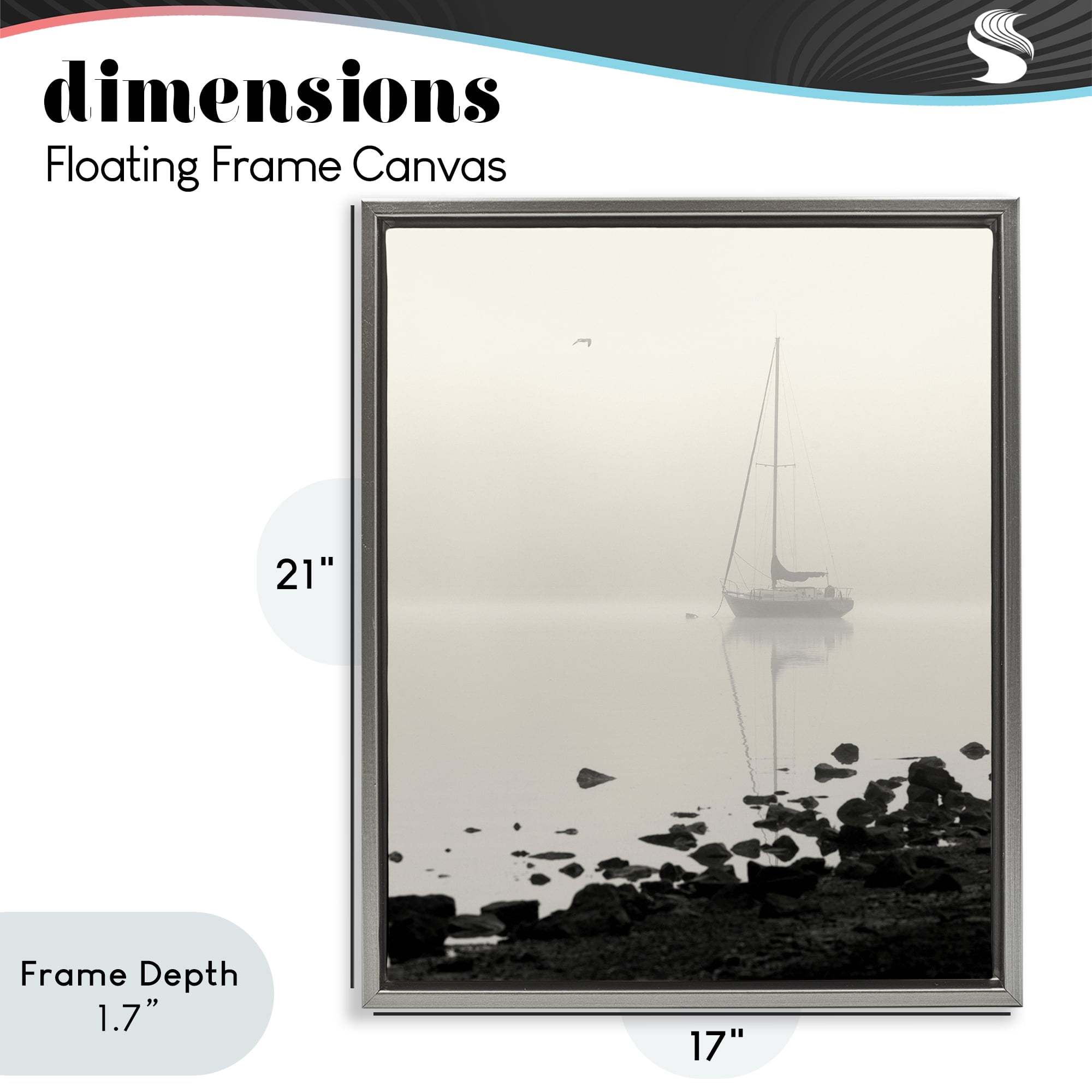 Stupell Industries Moored In Fog Gray Framed Floater Canvas Wall Art, design by Nicholas Bell